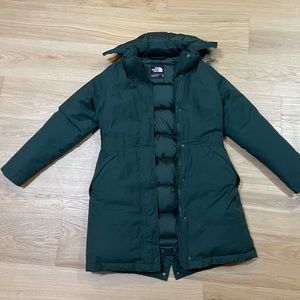 The North Face green winter parka coat